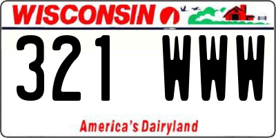 WI license plate 321WWW