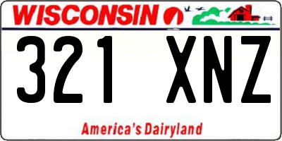 WI license plate 321XNZ