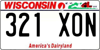 WI license plate 321XON