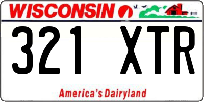 WI license plate 321XTR