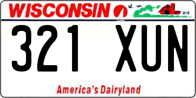 WI license plate 321XUN