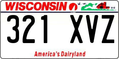 WI license plate 321XVZ