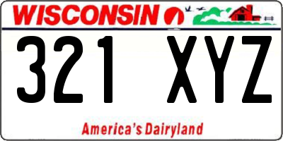 WI license plate 321XYZ