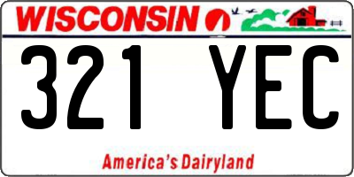 WI license plate 321YEC
