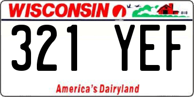 WI license plate 321YEF