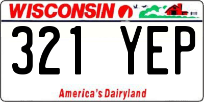 WI license plate 321YEP