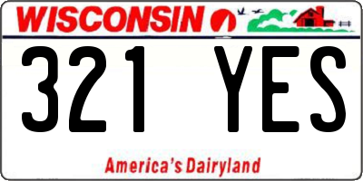 WI license plate 321YES