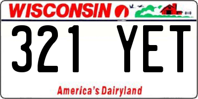 WI license plate 321YET