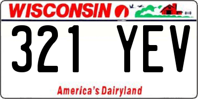 WI license plate 321YEV