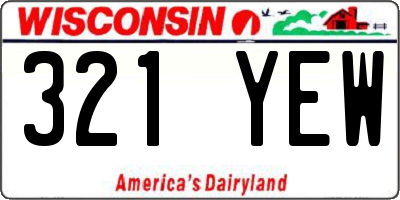 WI license plate 321YEW