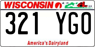 WI license plate 321YGO