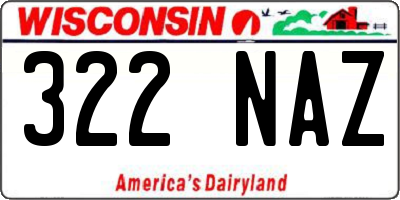 WI license plate 322NAZ