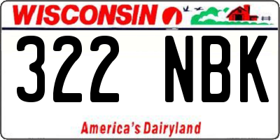 WI license plate 322NBK