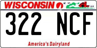 WI license plate 322NCF