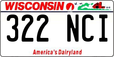 WI license plate 322NCI