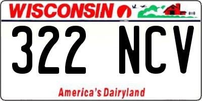 WI license plate 322NCV