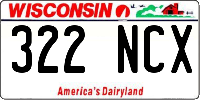 WI license plate 322NCX
