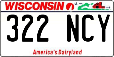 WI license plate 322NCY