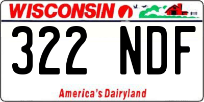 WI license plate 322NDF