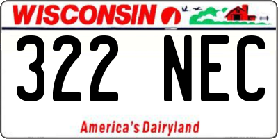 WI license plate 322NEC