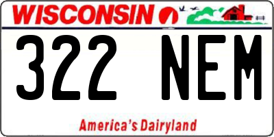 WI license plate 322NEM