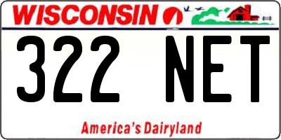 WI license plate 322NET