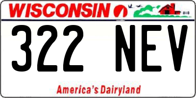 WI license plate 322NEV