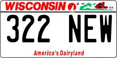 WI license plate 322NEW