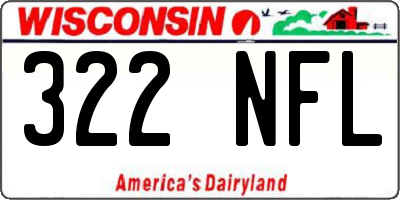 WI license plate 322NFL