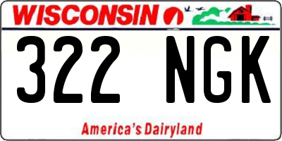 WI license plate 322NGK