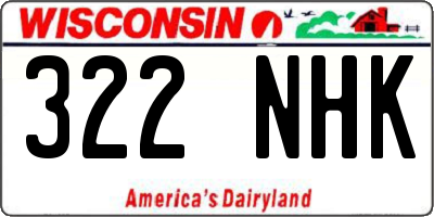 WI license plate 322NHK
