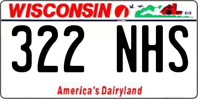 WI license plate 322NHS
