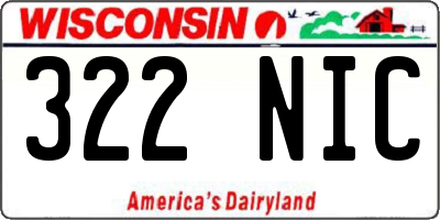 WI license plate 322NIC