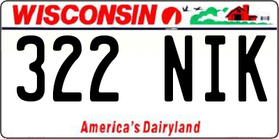 WI license plate 322NIK