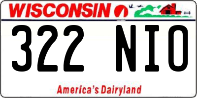 WI license plate 322NIO