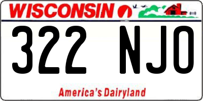 WI license plate 322NJO