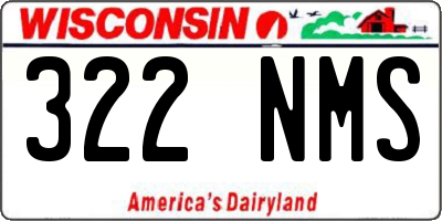 WI license plate 322NMS