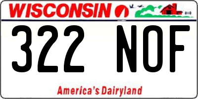 WI license plate 322NOF
