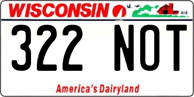 WI license plate 322NOT