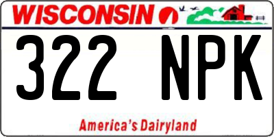 WI license plate 322NPK