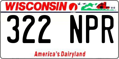 WI license plate 322NPR