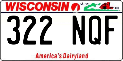 WI license plate 322NQF