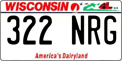 WI license plate 322NRG