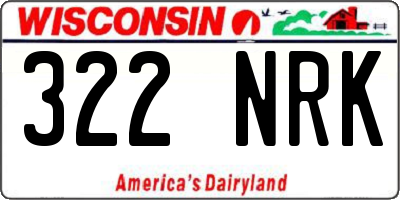WI license plate 322NRK