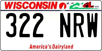 WI license plate 322NRW