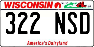 WI license plate 322NSD