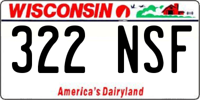 WI license plate 322NSF