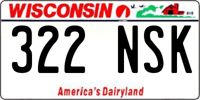 WI license plate 322NSK