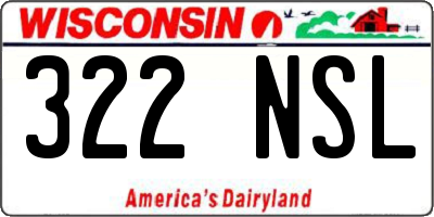 WI license plate 322NSL