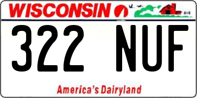 WI license plate 322NUF